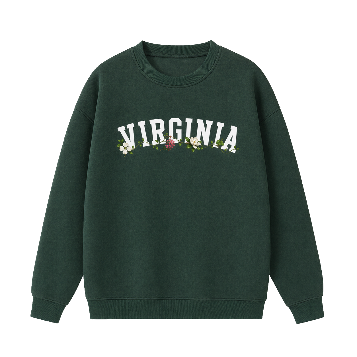 Collection 10 Virginia Essential Heavyweight Crewneck Sweatshirt - Dark Green front