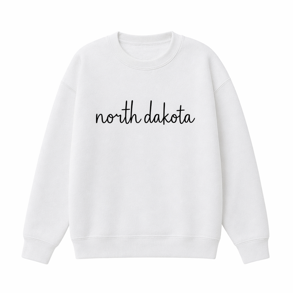 Collection 3 North Dakota Essential Heavyweight Crewneck Sweatshirt - White front