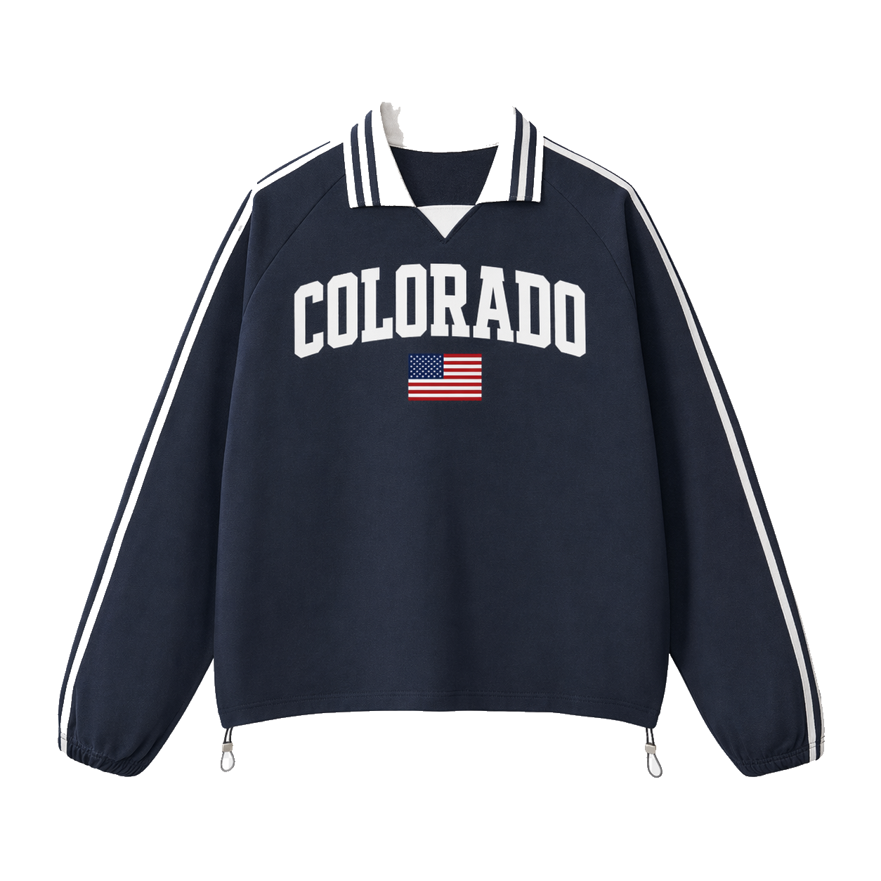 Collection 2 Colorado Contrast Striped Lapel Collar Sweatshirt - Royal Blue front