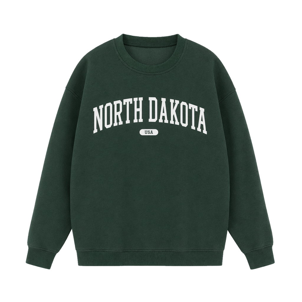 Collection 4 North Dakota Essential Heavyweight Crewneck Sweatshirt - Dark Green front