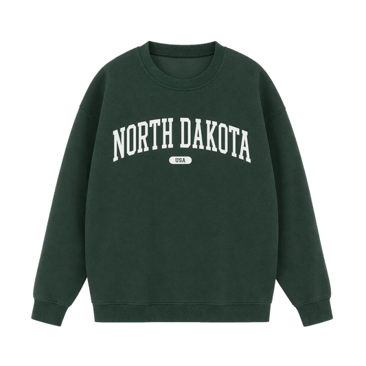 Collection 4 North Dakota Essential Heavyweight Crewneck Sweatshirt - Dark Green front