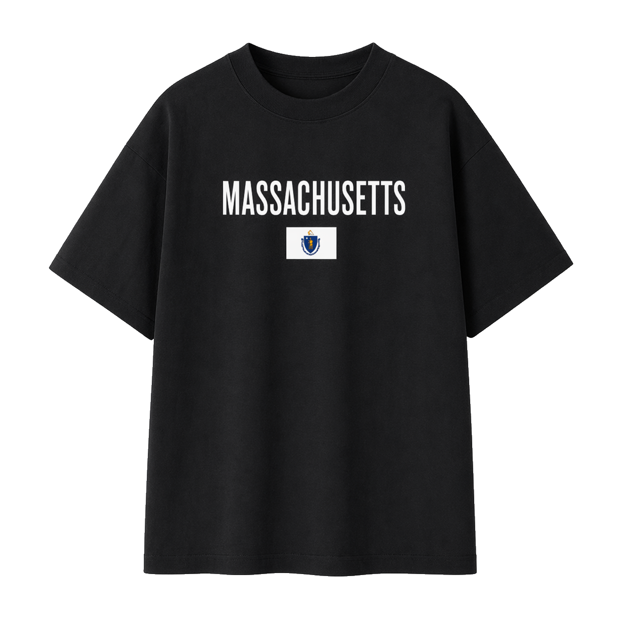 Collection 7 Massachusetts Essential Cotton T-Shirt - Black front
