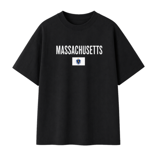 Collection 7 Massachusetts Essential Cotton T-Shirt - Black front