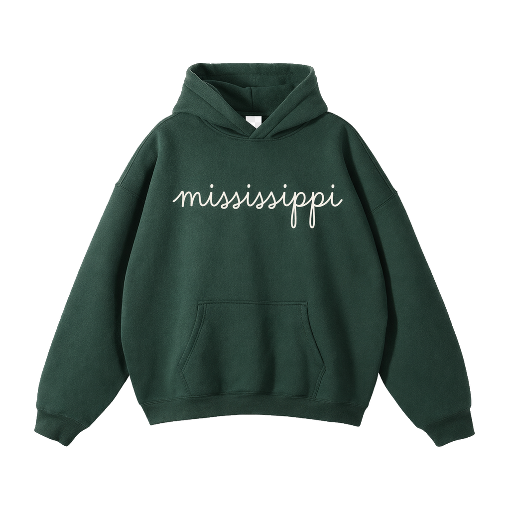 Collection 3 Mississippi Oversize Fleeced Hoodie - Eden Green front