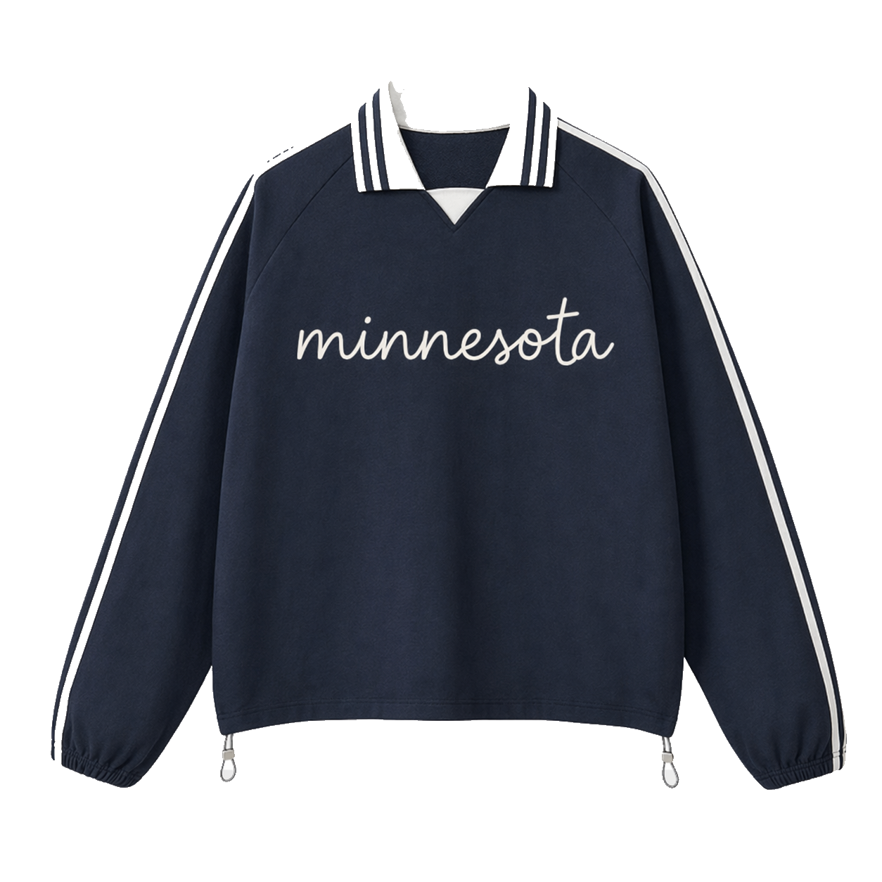 Collection 3 Minnesota Contrast Striped Lapel Collar Sweatshirt - Royal Blue front