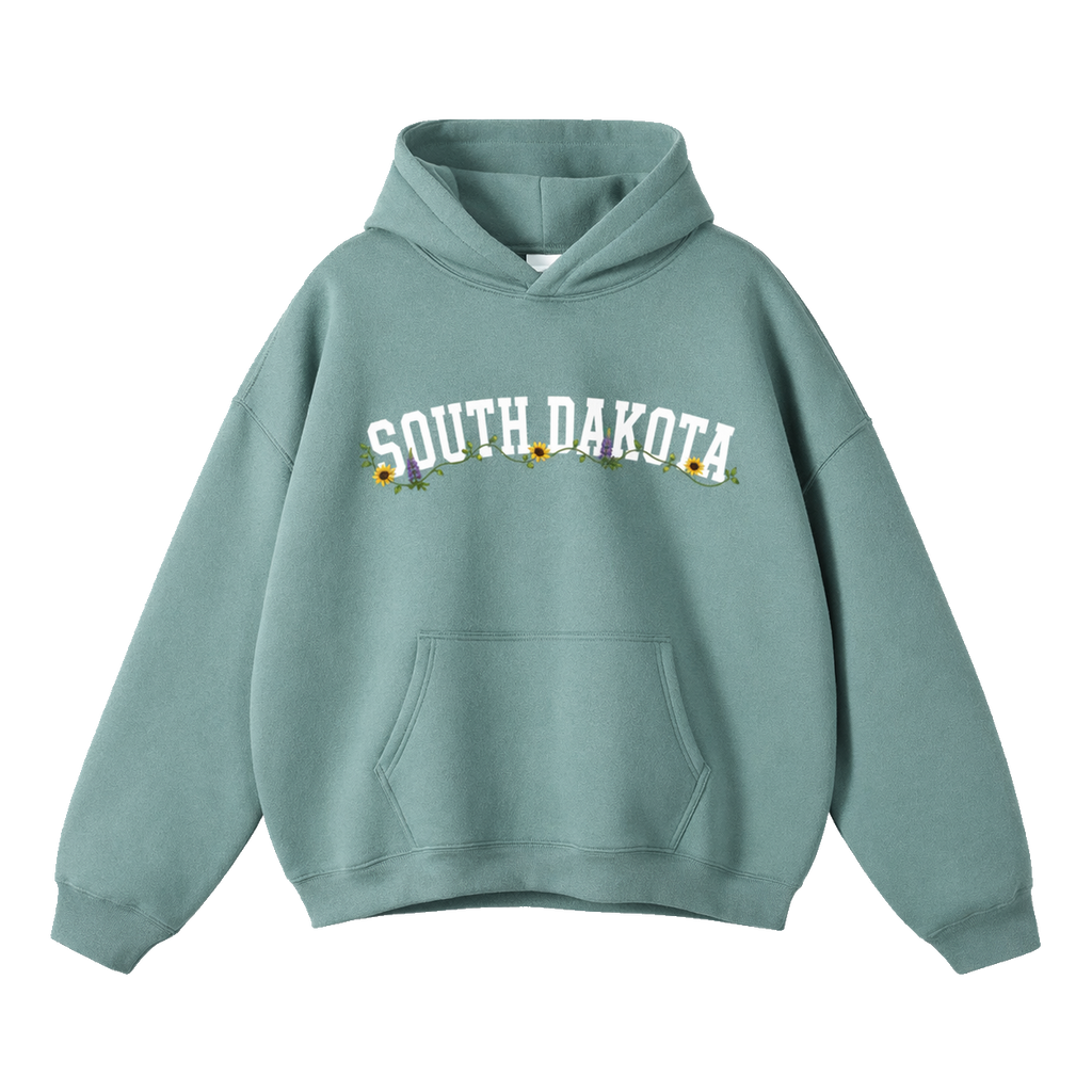 Collection 10 South Dakota Oversize Fleeced Hoodie - Medium Green front