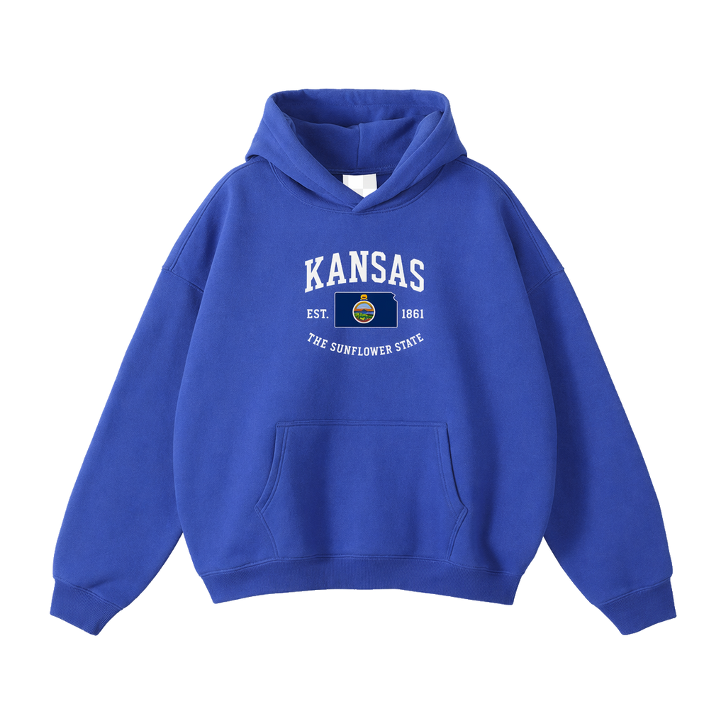 Collection 8 Kansas Oversize Fleeced Hoodie - Klein Blue front