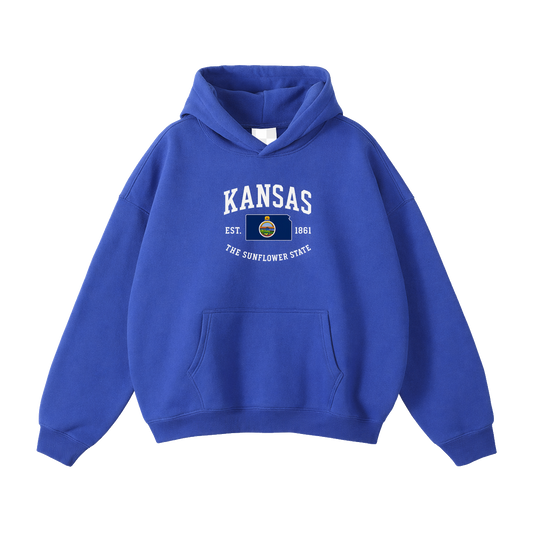 Collection 8 Kansas Oversize Fleeced Hoodie - Klein Blue front