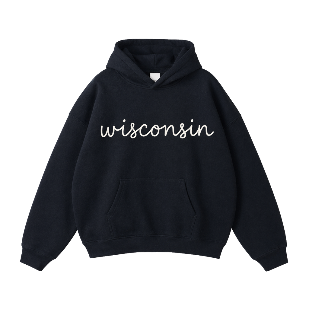 Collection 3 Wisconsin Oversize Fleeced Hoodie - Black front