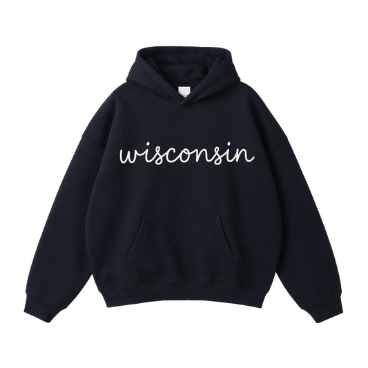 Collection 3 Wisconsin Oversize Fleeced Hoodie - Black front