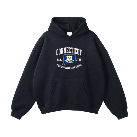 Collection 8 Connecticut Oversize Fleeced Hoodie - Black front