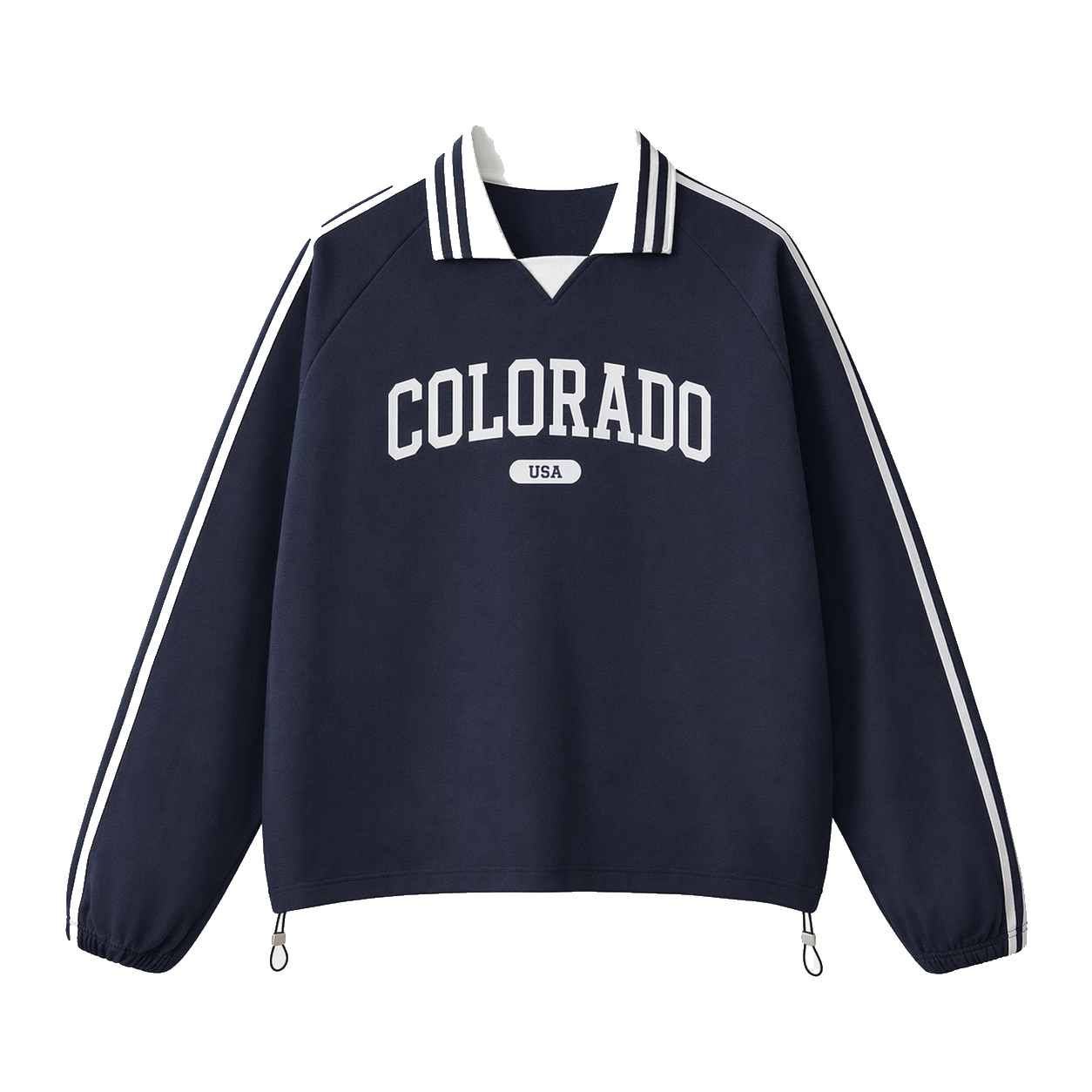 Collection 4 Colorado Contrast Striped Lapel Collar Sweatshirt - Royal Blue front
