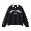 Collection 4 Rhode Island Contrast Striped Lapel Collar Sweatshirt - Black front