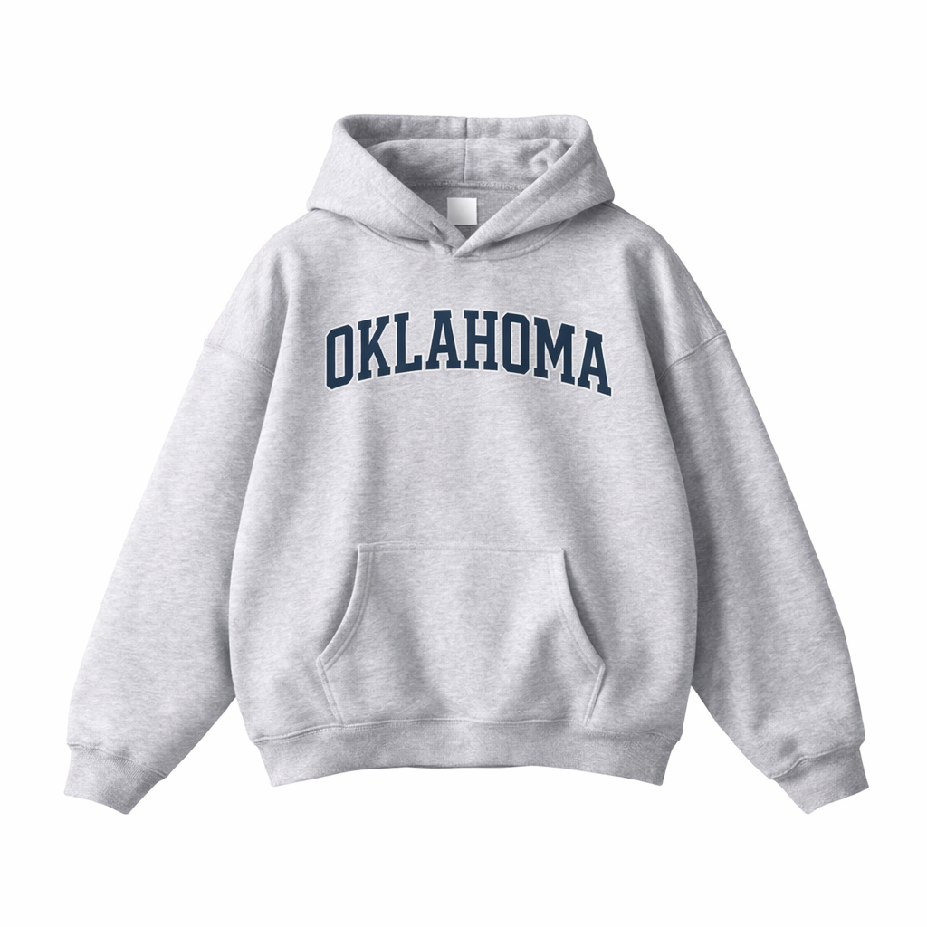 Collection 1 Oklahoma Oversize Fleeced Hoodie - Flower Gray front