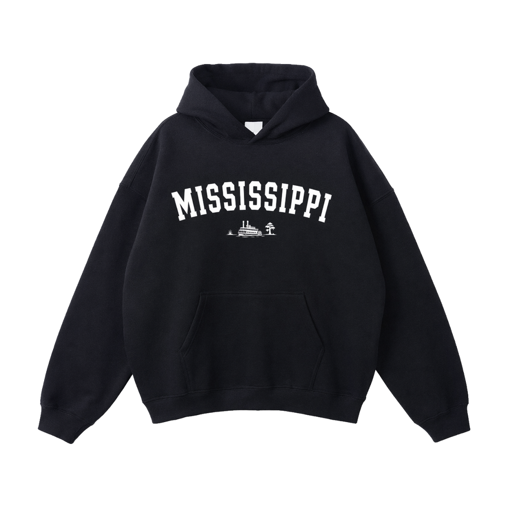 Collection 9 Mississippi Oversize Fleeced Hoodie - Black front
