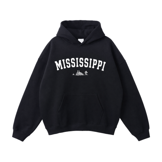 Collection 9 Mississippi Oversize Fleeced Hoodie - Black front
