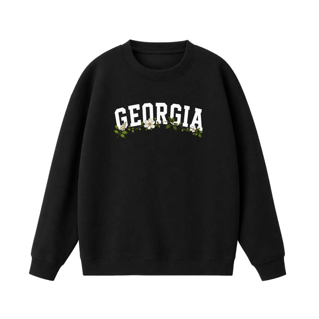 Collection 10 Georgia Essential Heavyweight Crewneck Sweatshirt - Black front