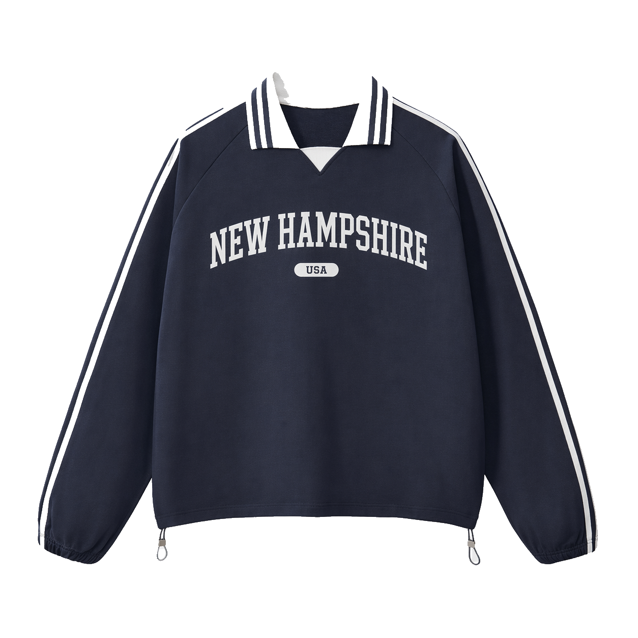 Collection 4 New Hampshire Contrast Striped Lapel Collar Sweatshirt - Royal Blue front