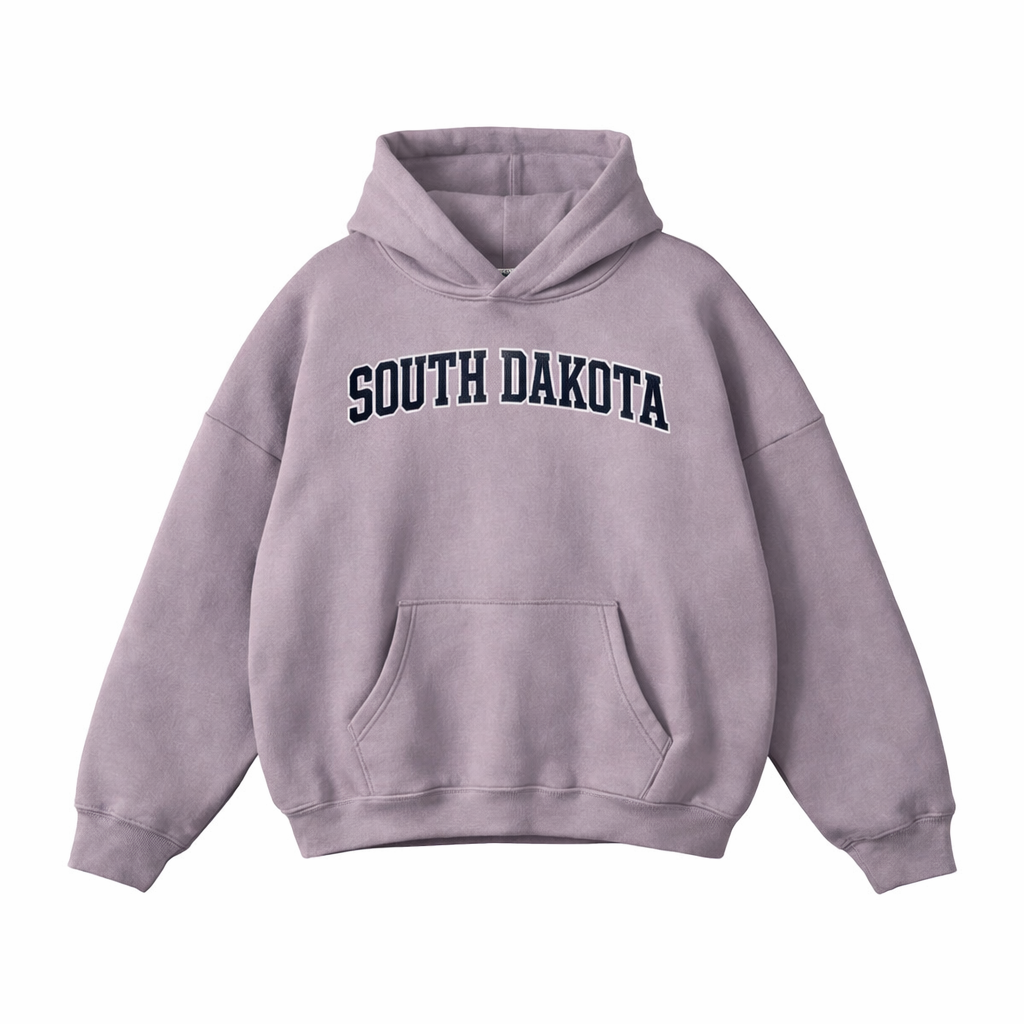 Collection 1 South Dakota Oversize Fleeced Hoodie - Light Purple front