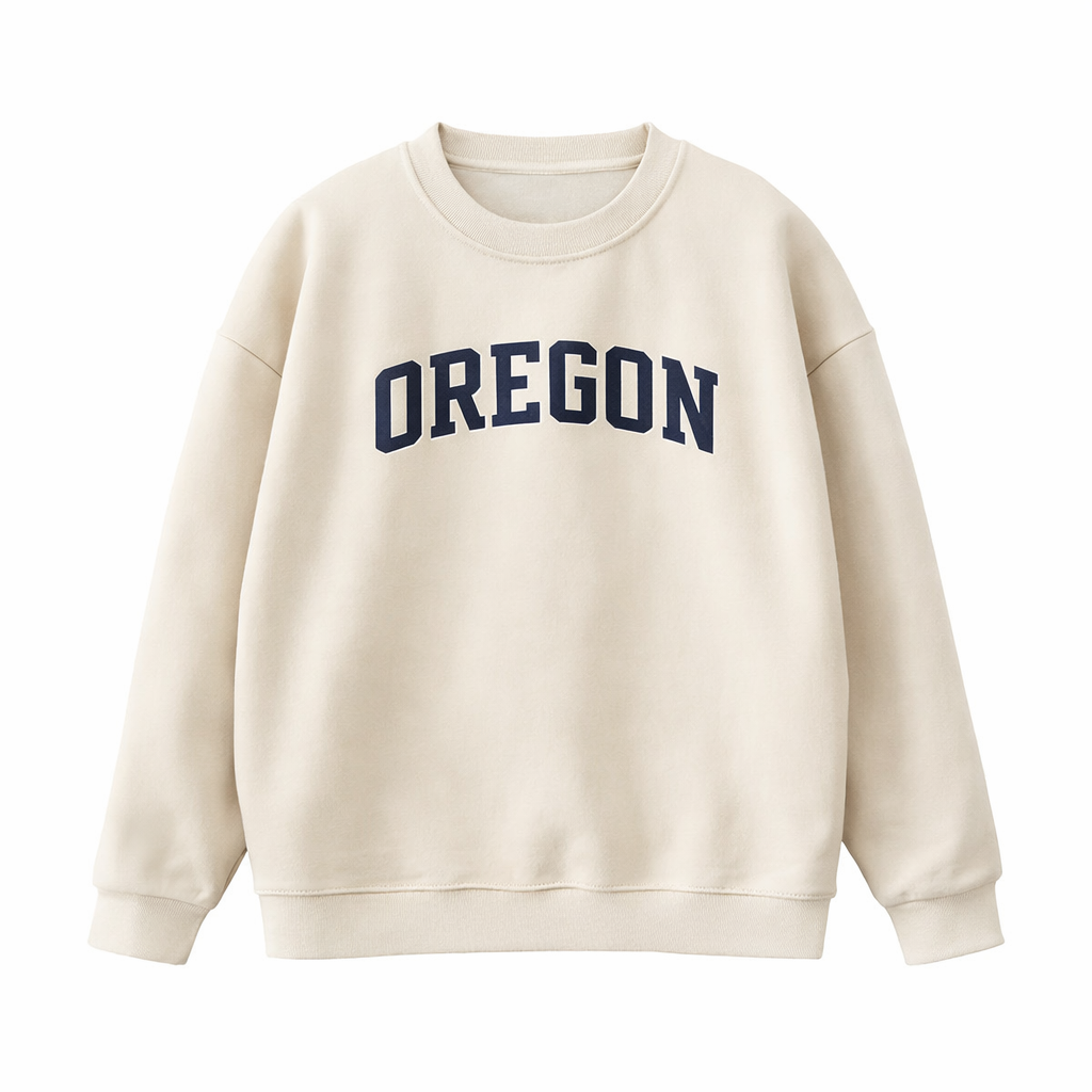 Collection 1 Oregon Essential Heavyweight Crewneck Sweatshirt - Cream front