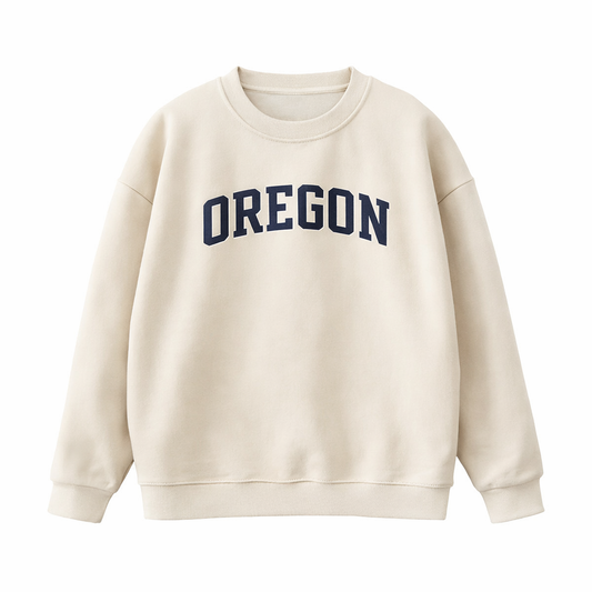 Collection 1 Oregon Essential Heavyweight Crewneck Sweatshirt - Cream front