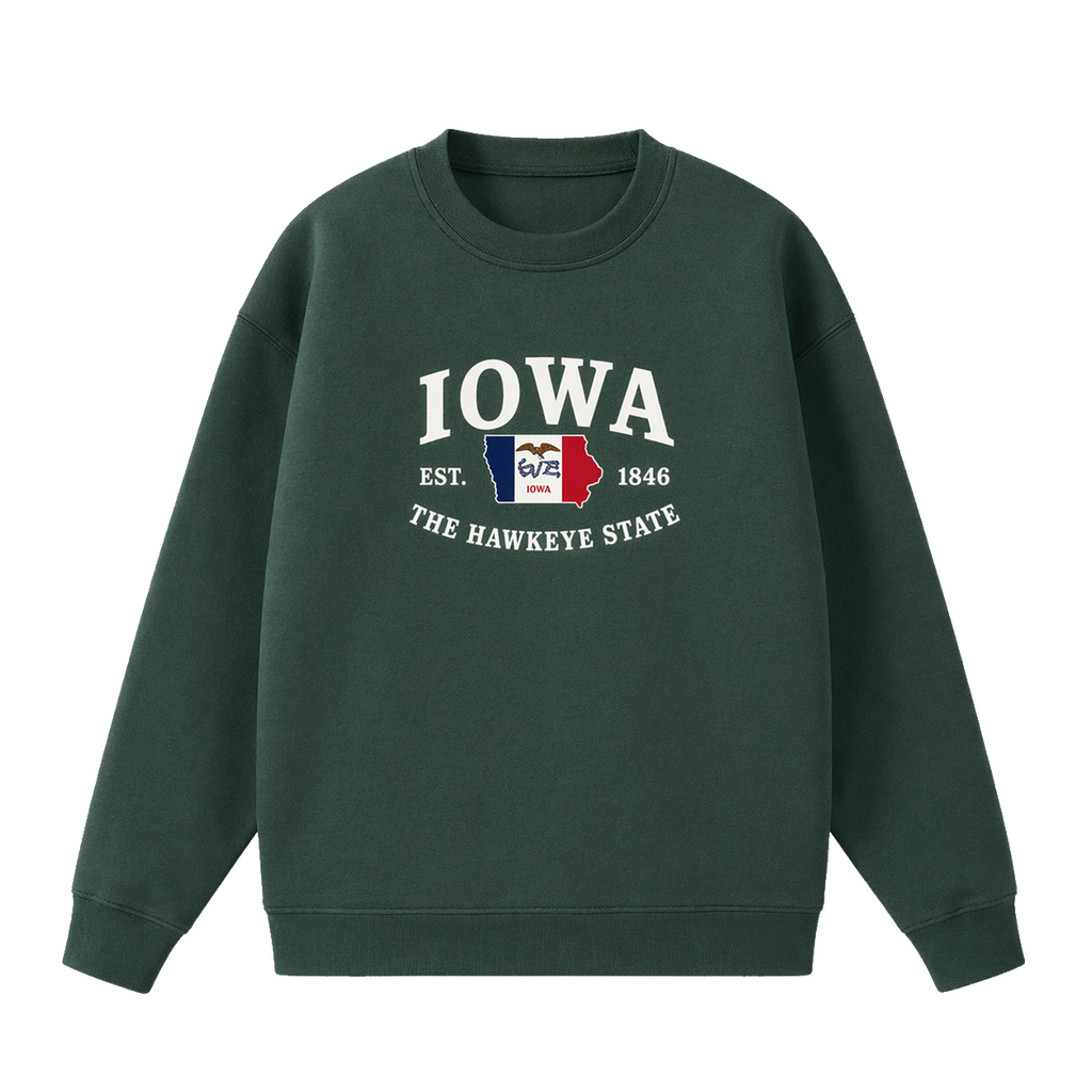 Collection 8 Iowa Essential Heavyweight Crewneck Sweatshirt - Dark Green front