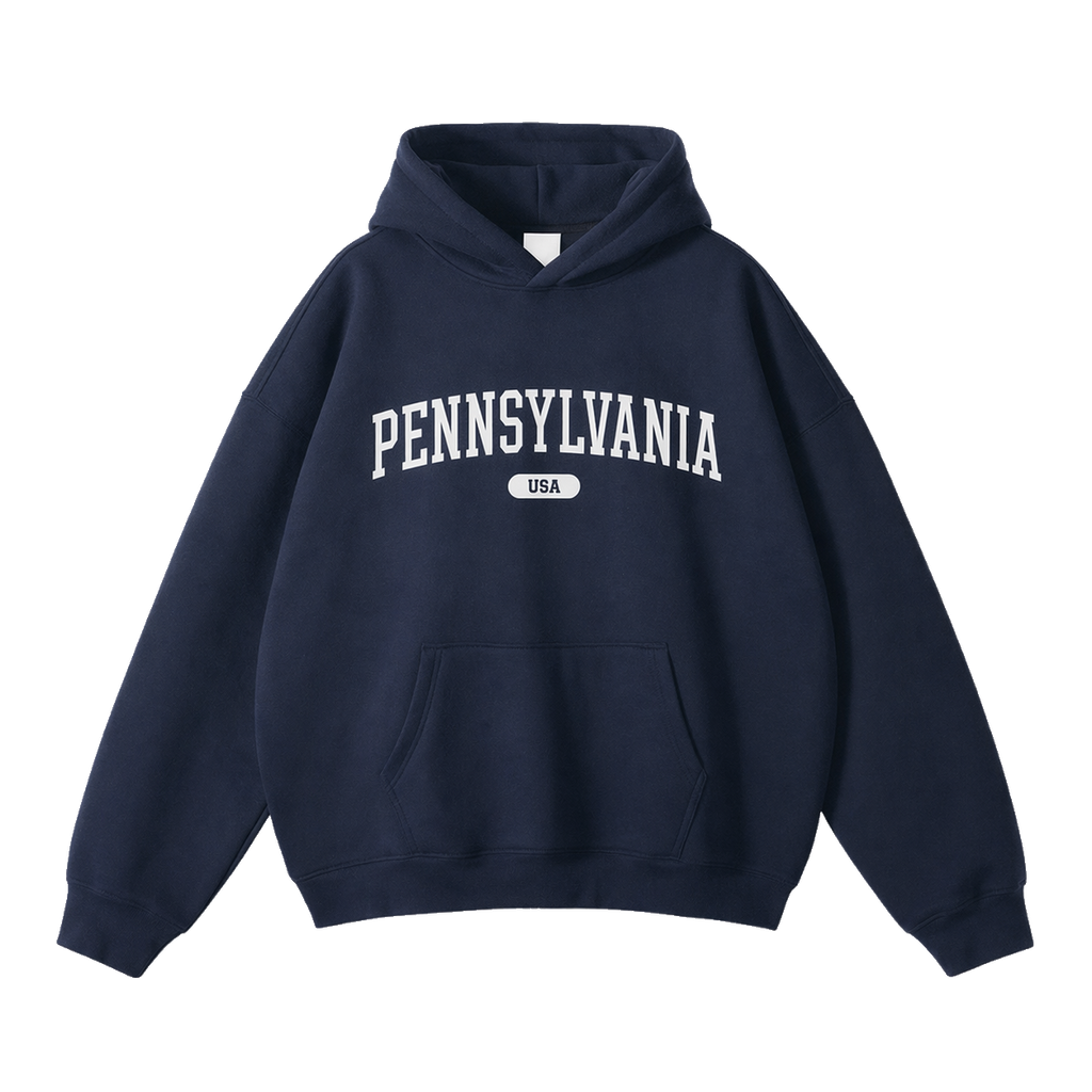 Collection 4 Pennsylvania Oversize Fleeced Hoodie - Navy Blue front