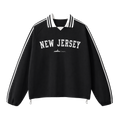Collection 9 New Jersey Contrast Striped Lapel Collar Sweatshirt - Black front