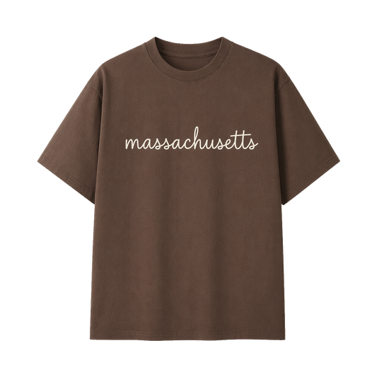 Collection 3 Massachusetts Essential Cotton T-Shirt - Coffee front