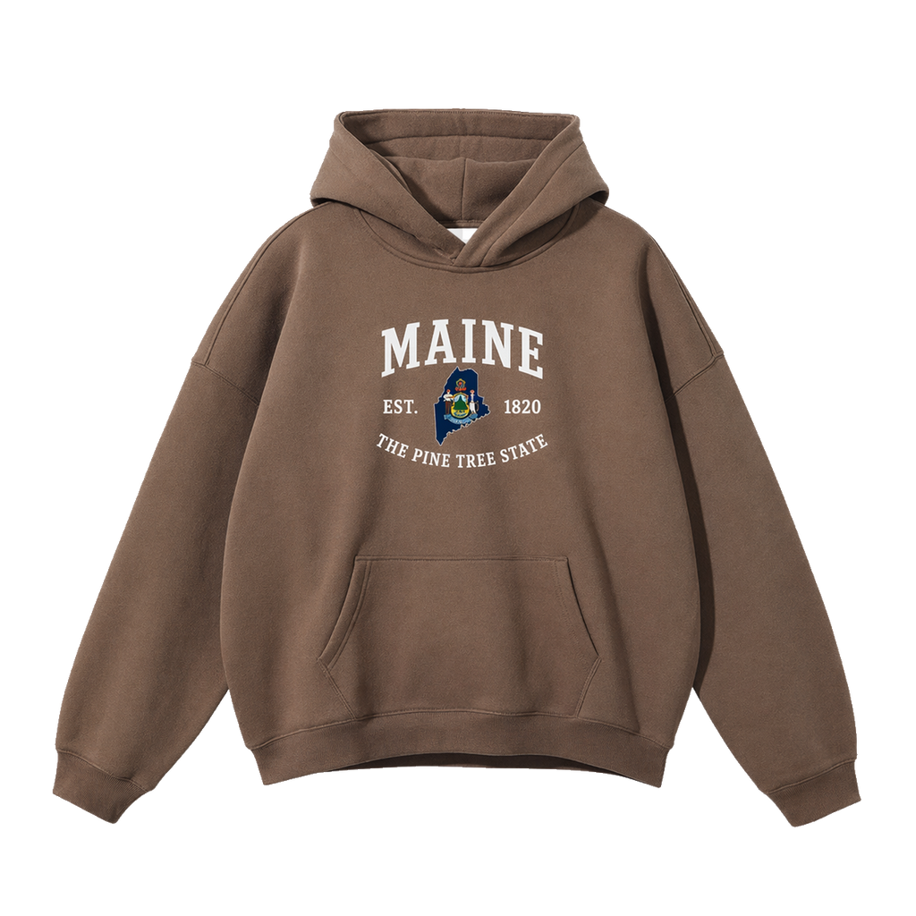 Collection 8 Maine Oversize Fleeced Hoodie - Brown front