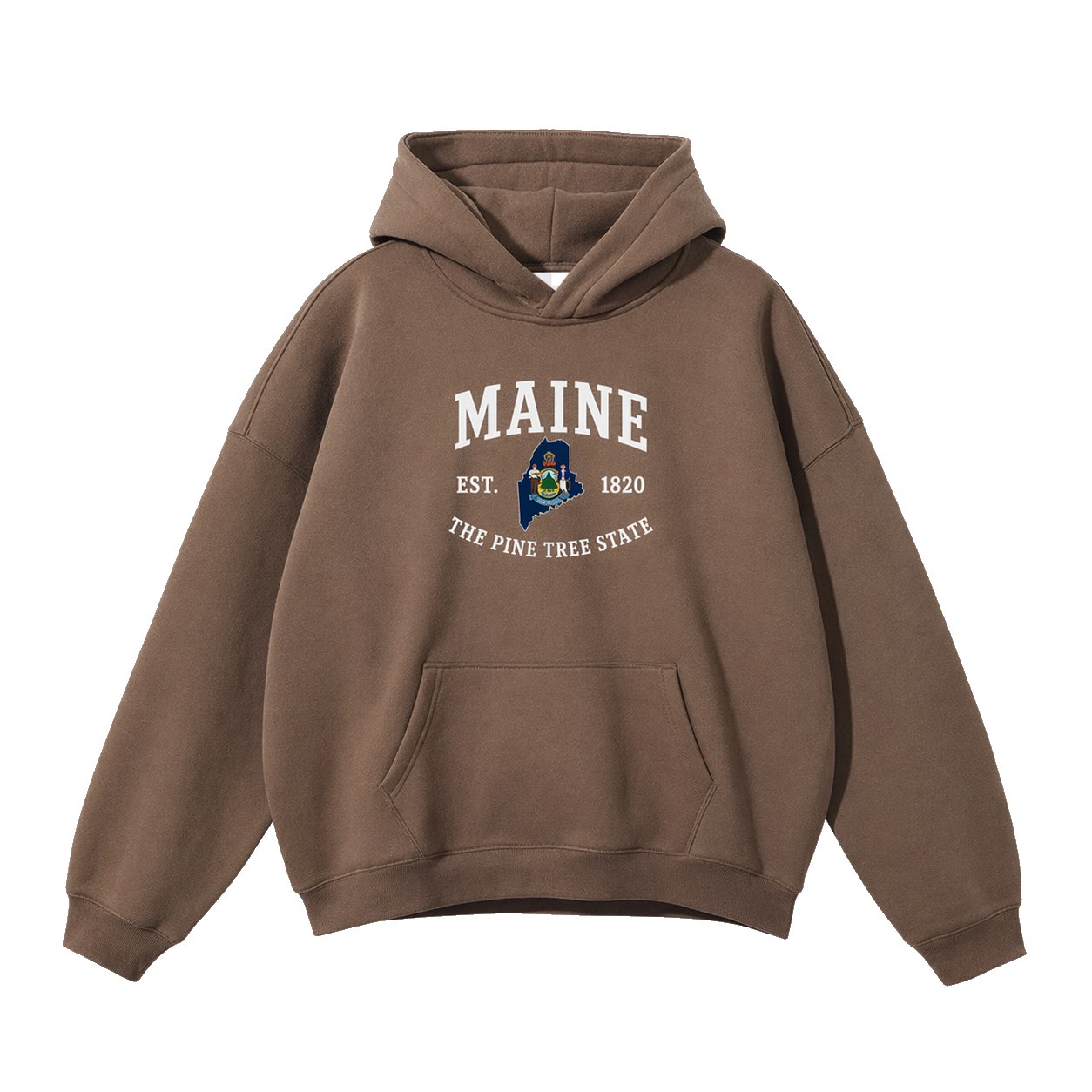 Collection 8 Maine Oversize Fleeced Hoodie - Brown front