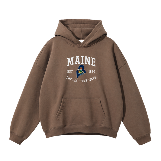 Collection 8 Maine Oversize Fleeced Hoodie - Brown front