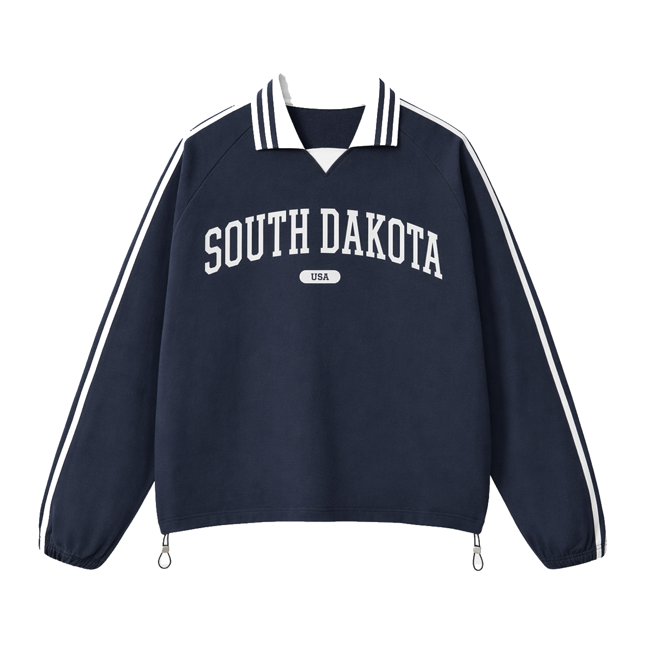 Collection 4 South Dakota Contrast Striped Lapel Collar Sweatshirt - Royal Blue front