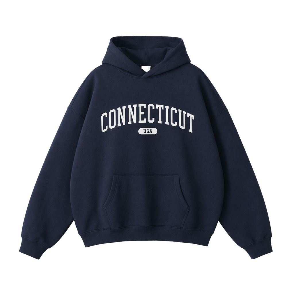 Collection 4 Connecticut Oversize Fleeced Hoodie - Navy Blue front