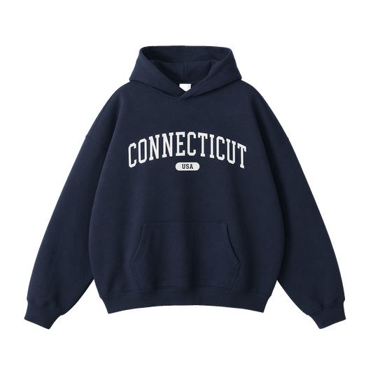Collection 4 Connecticut Oversize Fleeced Hoodie - Navy Blue front