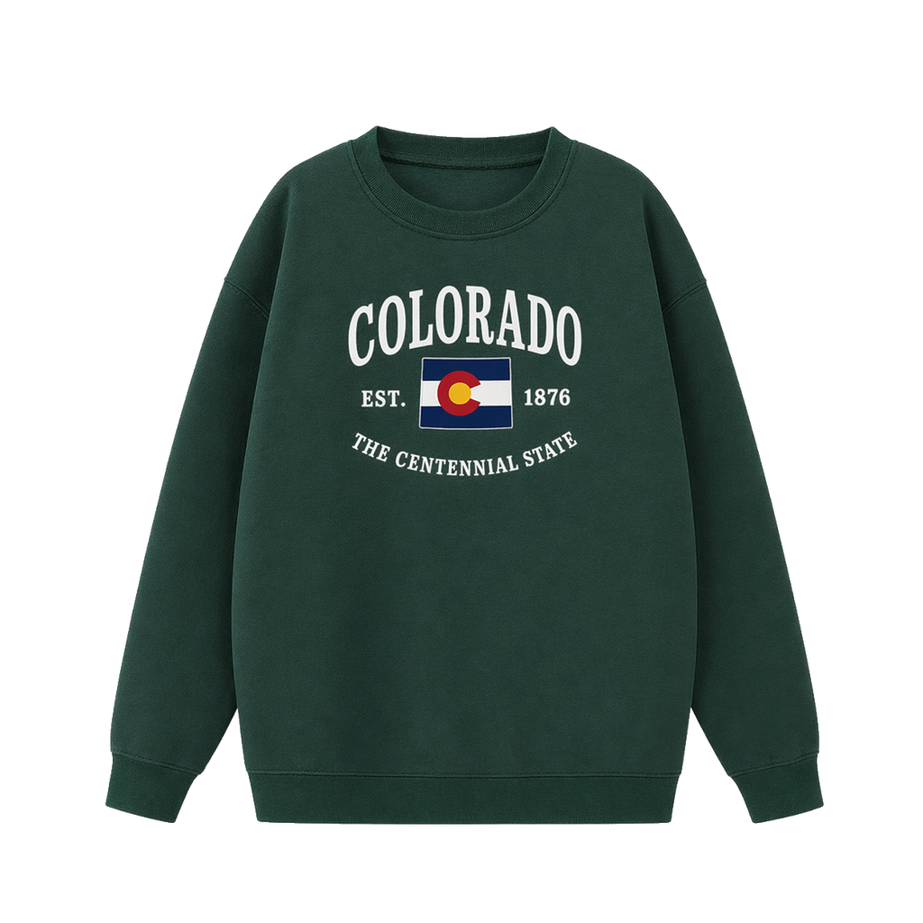 Collection 8 Colorado Essential Heavyweight Crewneck Sweatshirt - Dark Green front