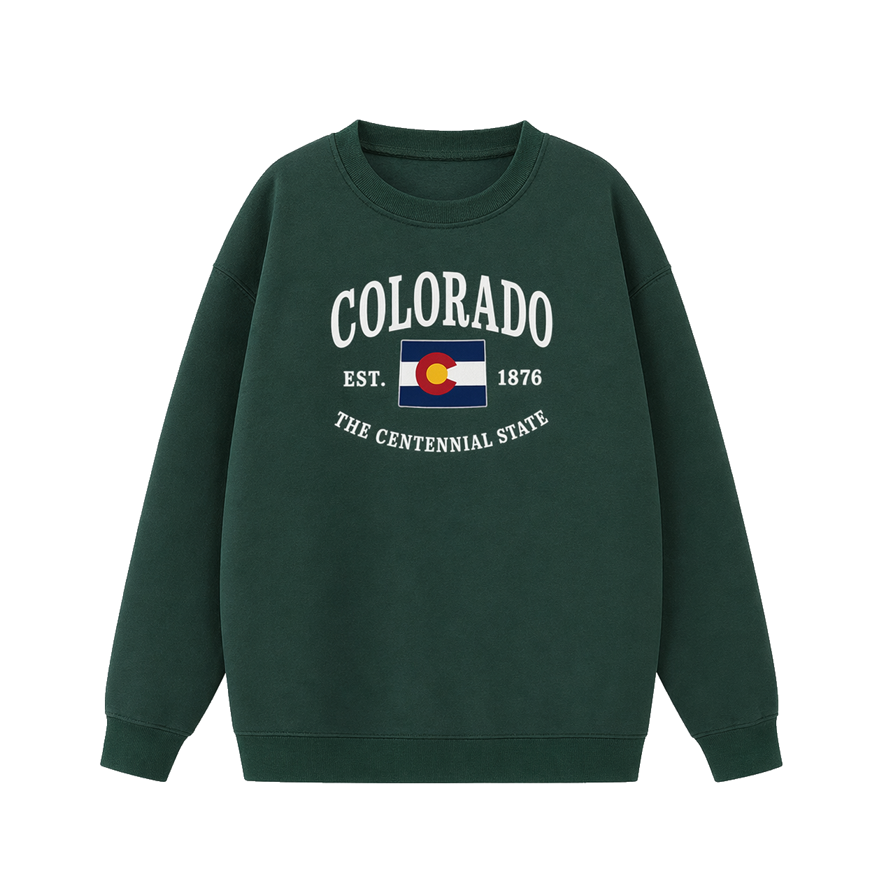 Collection 8 Colorado Essential Heavyweight Crewneck Sweatshirt - Dark Green front