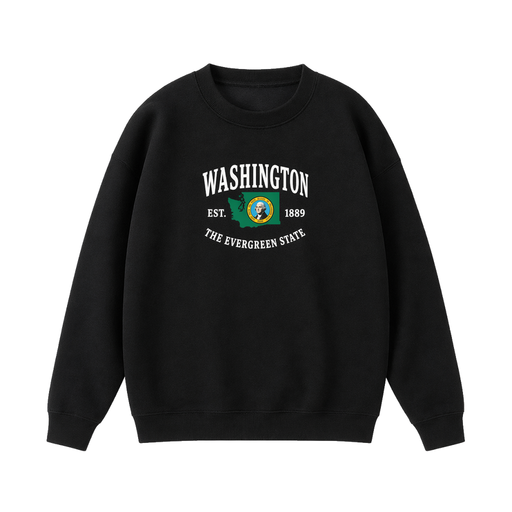 Collection 8 Washington Essential Heavyweight Crewneck Sweatshirt - Black front