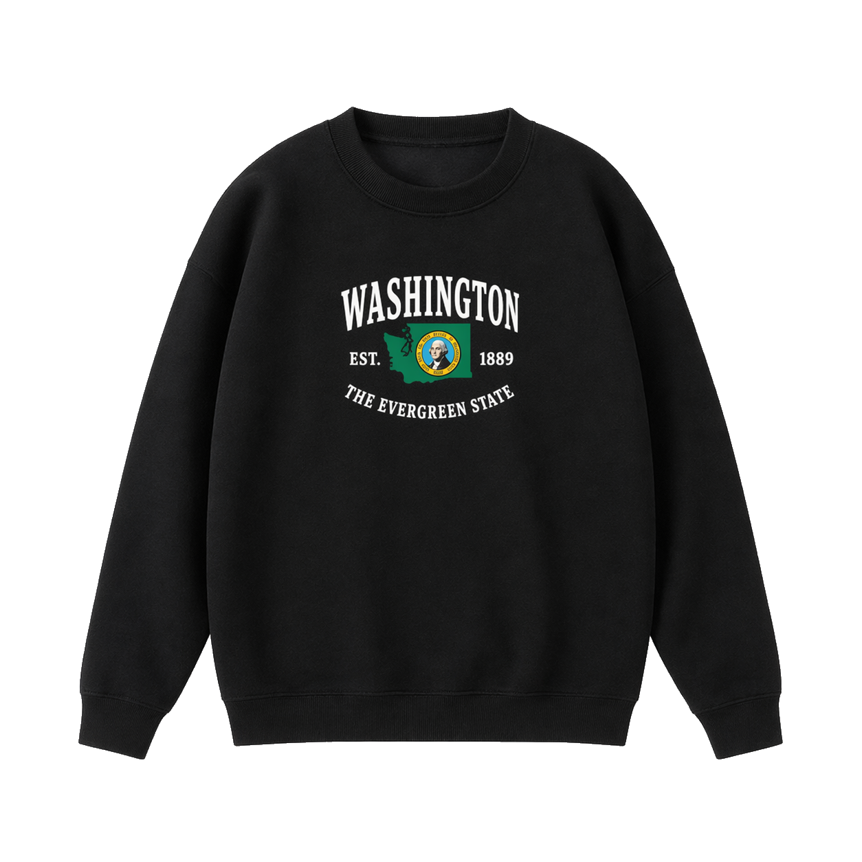 Collection 8 Washington Essential Heavyweight Crewneck Sweatshirt - Black front