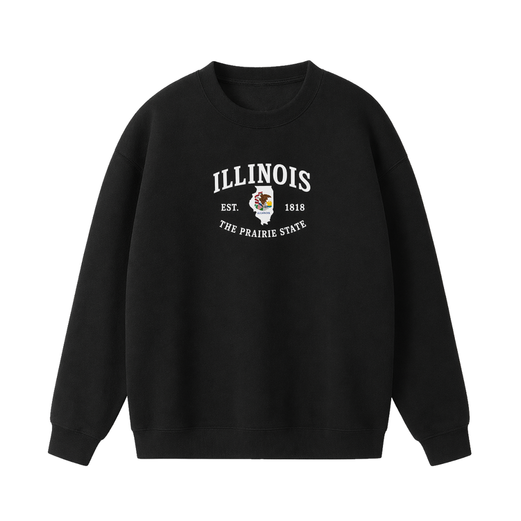 Collection 8 Illinois Essential Heavyweight Crewneck Sweatshirt - Black front