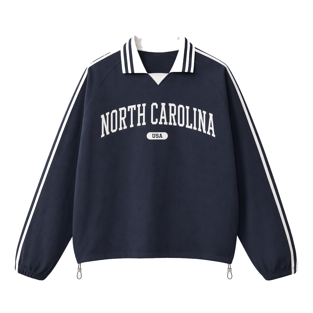Collection 4 North Carolina Contrast Striped Lapel Collar Sweatshirt - Royal Blue front