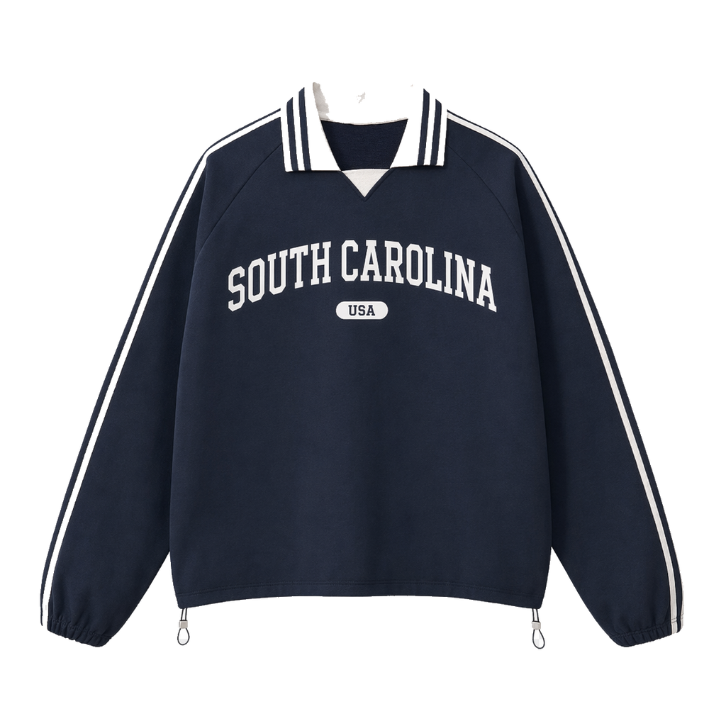 Collection 4 South Carolina Contrast Striped Lapel Collar Sweatshirt - Royal Blue front