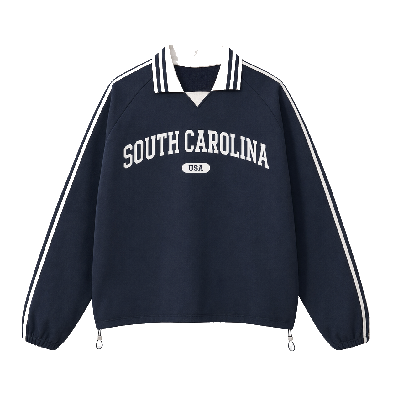 Collection 4 South Carolina Contrast Striped Lapel Collar Sweatshirt - Royal Blue front