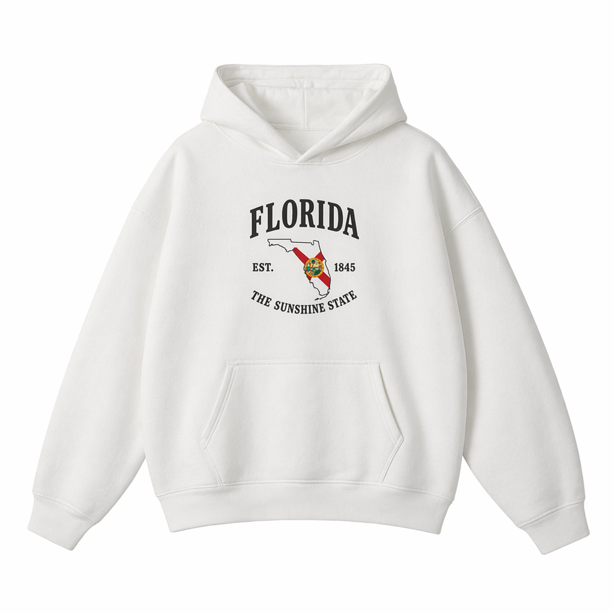 Collection 8 Florida Oversize Fleeced Hoodie - White front
