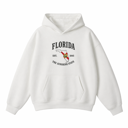 Collection 8 Florida Oversize Fleeced Hoodie - White front