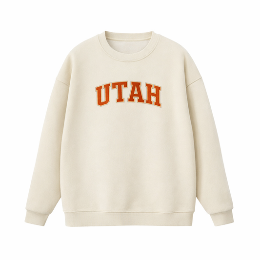 Collection 1 Utah Essential Heavyweight Crewneck Sweatshirt - Cream front