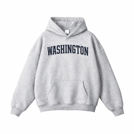 Collection 1 Washington Oversize Fleeced Hoodie - Flower Gray front