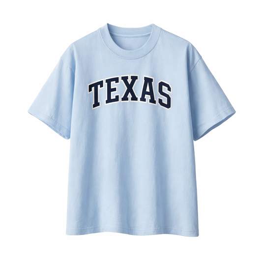 Collection 1 Texas Essential Cotton T-Shirt - Light Blue front