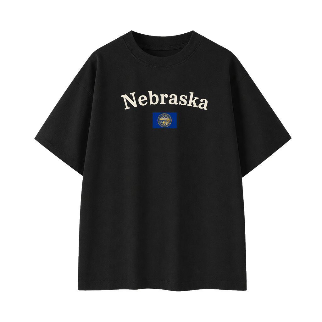 Collection 6 Nebraska Essential Cotton T-Shirt - Black front