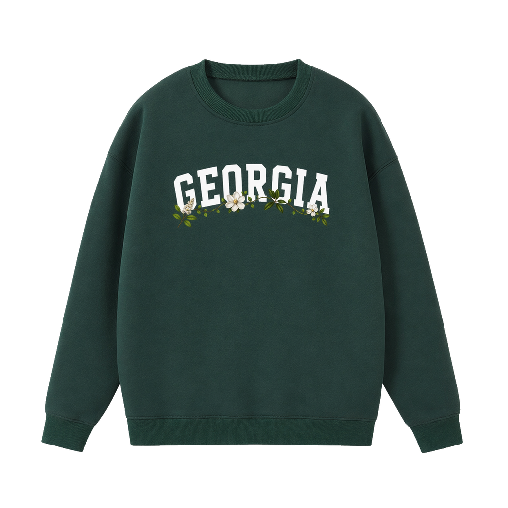 Collection 10 Georgia Essential Heavyweight Crewneck Sweatshirt - Dark Green front